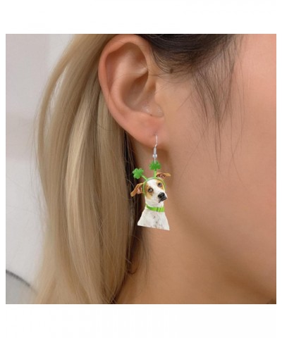 St. Patrick's Day Earrings Irish Green Hat Dog Earrings Acrylic Shamrock Drop Earrings for Women Girls Holiday Good Lucky Jew...