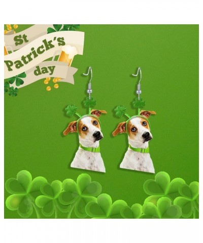 St. Patrick's Day Earrings Irish Green Hat Dog Earrings Acrylic Shamrock Drop Earrings for Women Girls Holiday Good Lucky Jew...