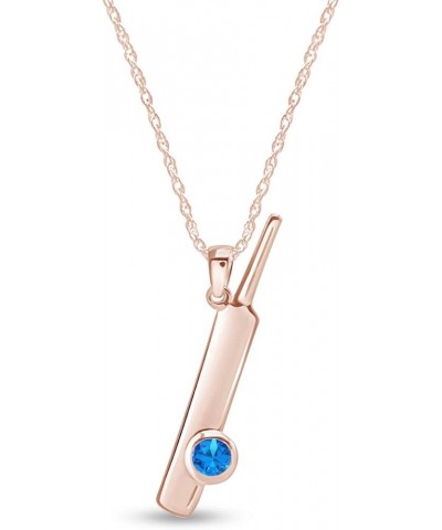 Bat Ball Cricket Love Simulated CZ Stone 925 Stamp Sterling Silver Pendant Necklace Rose Gold Over : Simulated Blue Topaz $17...