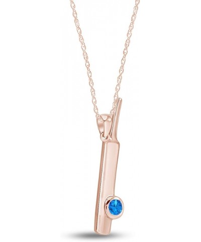 Bat Ball Cricket Love Simulated CZ Stone 925 Stamp Sterling Silver Pendant Necklace Rose Gold Over : Simulated Blue Topaz $17...