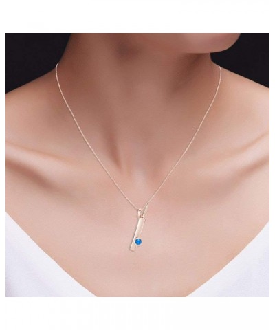 Bat Ball Cricket Love Simulated CZ Stone 925 Stamp Sterling Silver Pendant Necklace Rose Gold Over : Simulated Blue Topaz $17...