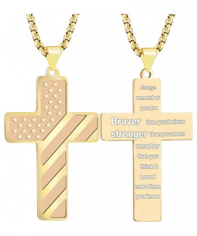 American Flag Cross Necklace for Men Boys Stainless Steel Chain 24Inches Bible Verse Lord's Prayer Pendant Country Necklaces ...