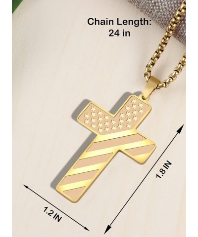 American Flag Cross Necklace for Men Boys Stainless Steel Chain 24Inches Bible Verse Lord's Prayer Pendant Country Necklaces ...