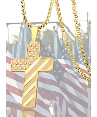 American Flag Cross Necklace for Men Boys Stainless Steel Chain 24Inches Bible Verse Lord's Prayer Pendant Country Necklaces ...