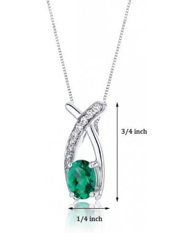 Simulated Emerald Open Infinity Pendant Necklace for Women 925 Sterling Silver, 0.75 Carat Oval Shape, with 18 inch Italian C...