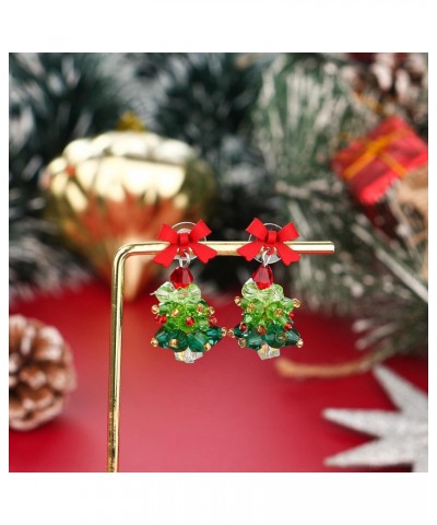 Christmas Earrings for Women Teens Christmas Bow Tree Dangle Drop Earrings Colorful Crystal Beads Shiny Zircon Star Bow Chris...