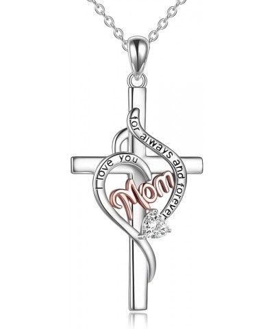 925 Sterling Silver Cross Necklace for Mom Nana Grandma Daughter Mother's Day Gifts for Mother Mama Women cross mom $19.80 Ne...