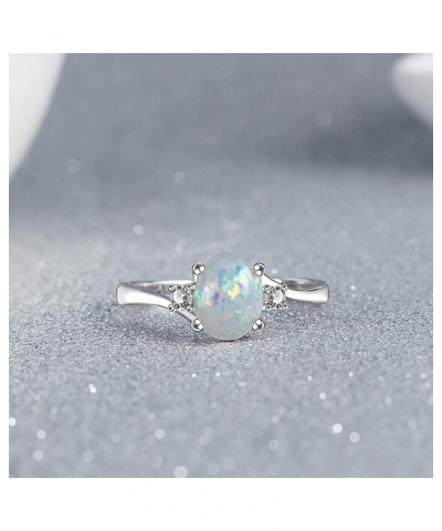 Exquisite Women's 925 Sterling Silver Ring Oval Cut Created Fire Opal Diamond Jewelry Birthday Proposal Gift Bridal Engagemen...