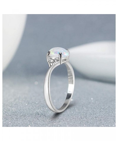 Exquisite Women's 925 Sterling Silver Ring Oval Cut Created Fire Opal Diamond Jewelry Birthday Proposal Gift Bridal Engagemen...