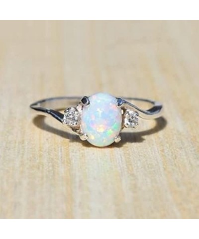 Exquisite Women's 925 Sterling Silver Ring Oval Cut Created Fire Opal Diamond Jewelry Birthday Proposal Gift Bridal Engagemen...