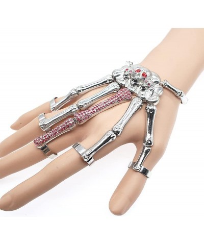 Fashion Exaggerated Metal Crystal Skull Finger Bone Bracelet Punk Halloween Wristband Rhinestone Skull Fingers Skeleton Hand ...