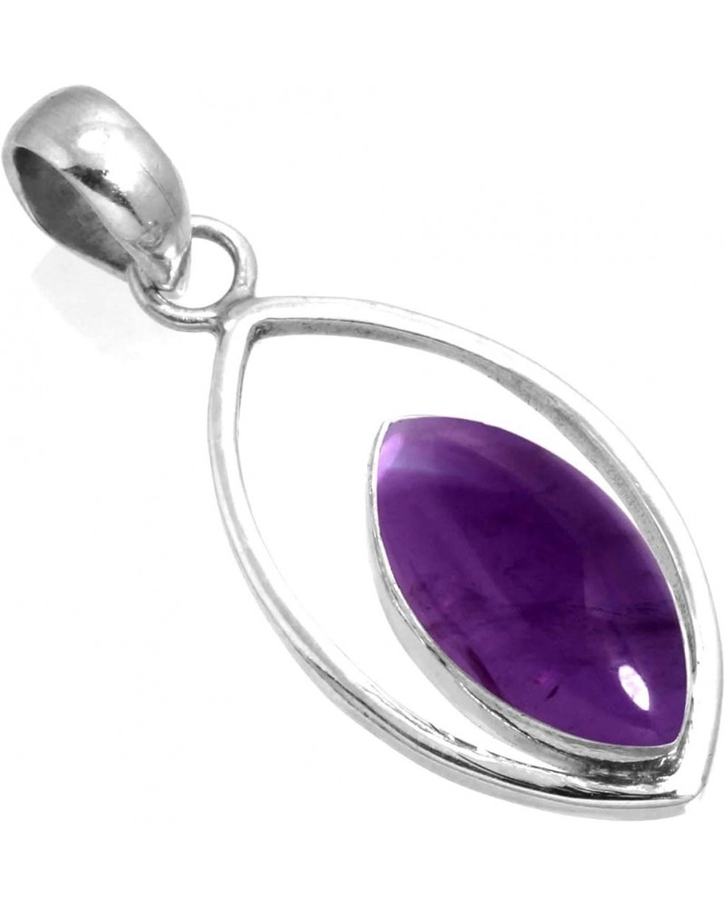 925 Sterling Silver Statement Pendant for Women 8x16 Marquoise Gemstone Handmade Jewelry for Gift (99584_P) Amethyst $17.93 P...