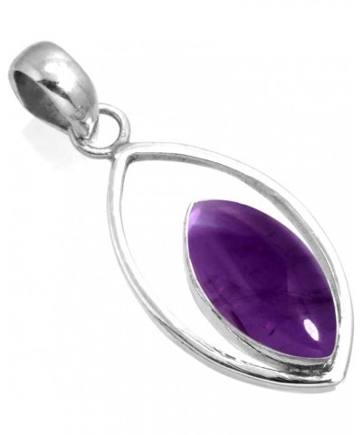 925 Sterling Silver Statement Pendant for Women 8x16 Marquoise Gemstone Handmade Jewelry for Gift (99584_P) Amethyst $17.93 P...