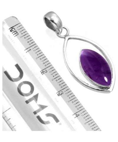 925 Sterling Silver Statement Pendant for Women 8x16 Marquoise Gemstone Handmade Jewelry for Gift (99584_P) Amethyst $17.93 P...