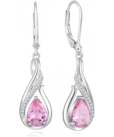 Dangle Drop Infinity Earrings 925 Sterling Silver Leverback Earrings Teardrop Birthstone Jewelry Gifts for Women Pink $35.70 ...