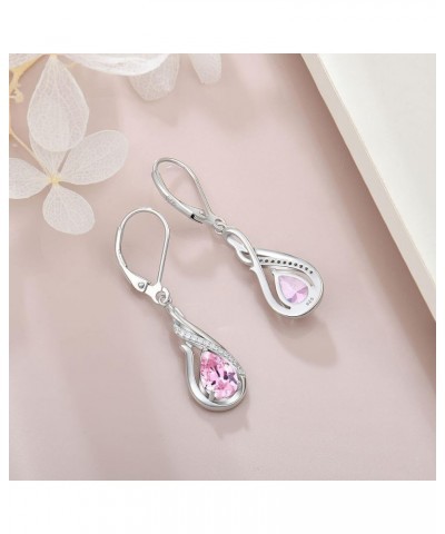 Dangle Drop Infinity Earrings 925 Sterling Silver Leverback Earrings Teardrop Birthstone Jewelry Gifts for Women Pink $35.70 ...