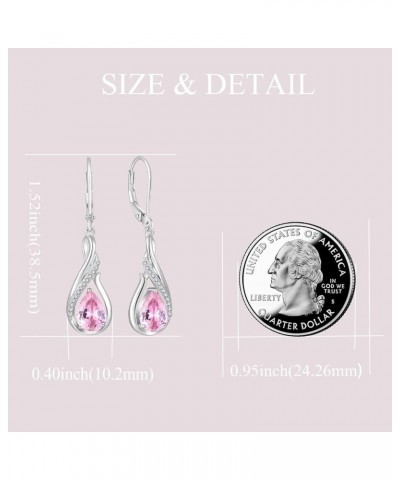 Dangle Drop Infinity Earrings 925 Sterling Silver Leverback Earrings Teardrop Birthstone Jewelry Gifts for Women Pink $35.70 ...