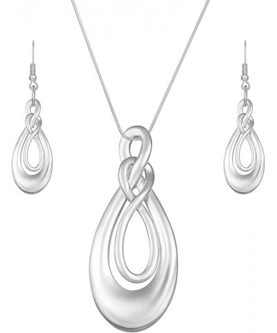 Classic Jewelry Collection | Silver Teardrop Necklace with 18" Inch Snake Chain and Earring Set Forever and Aways Unlimited S...