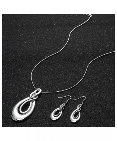 Classic Jewelry Collection | Silver Teardrop Necklace with 18" Inch Snake Chain and Earring Set Forever and Aways Unlimited S...