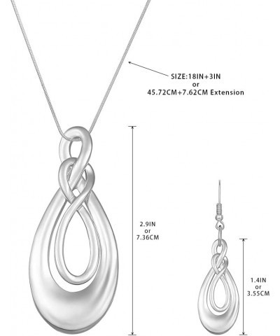 Classic Jewelry Collection | Silver Teardrop Necklace with 18" Inch Snake Chain and Earring Set Forever and Aways Unlimited S...