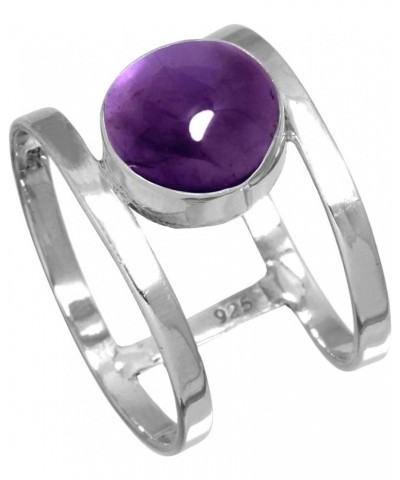 925 Sterling Silver Statement Ring for Women 10 MM Round Gemstone Handmade Jewelry for Gift (99140_R) Amethyst $14.80 Rings