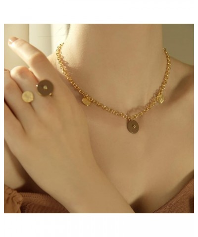 OZEL 14K Gold Plated Handmade Medallion Layered Coin Pendant Chain Necklace for Women OZ-20002N_TP $20.39 Necklaces