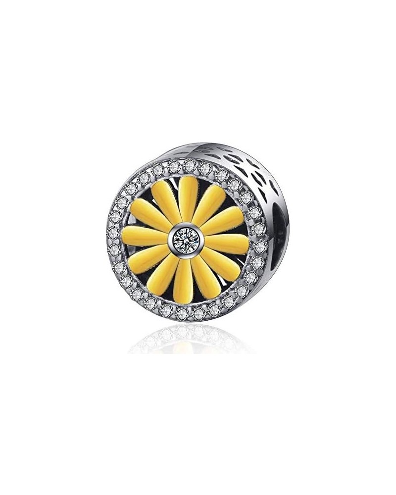 Yellow Flower Dandelion Daffodil Daisy Chrysanthemum Carnation Gold on 925 Sterling Silver Charm Bead For Pandora & Similar C...