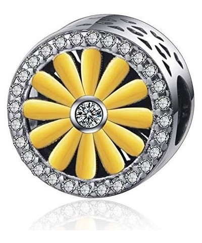 Yellow Flower Dandelion Daffodil Daisy Chrysanthemum Carnation Gold on 925 Sterling Silver Charm Bead For Pandora & Similar C...