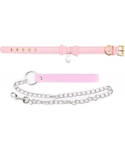 Women Collar Choker Necklace with Bell Cute Bow Cat Cosplay Kitty Necklace G3-Pink-White Bell with Chain $10.75 Necklaces