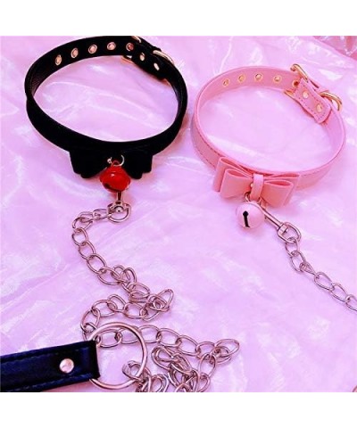 Women Collar Choker Necklace with Bell Cute Bow Cat Cosplay Kitty Necklace G3-Pink-White Bell with Chain $10.75 Necklaces