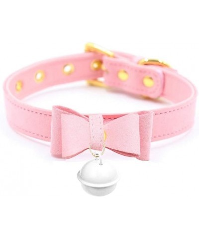 Women Collar Choker Necklace with Bell Cute Bow Cat Cosplay Kitty Necklace G3-Pink-White Bell with Chain $10.75 Necklaces