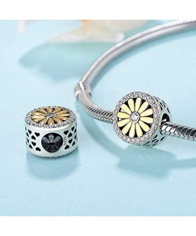 Yellow Flower Dandelion Daffodil Daisy Chrysanthemum Carnation Gold on 925 Sterling Silver Charm Bead For Pandora & Similar C...