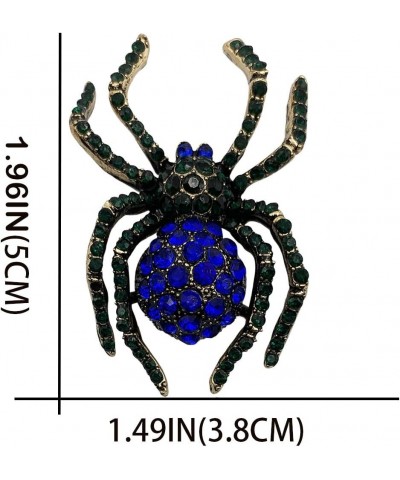 Vintage Style Austrian Crystal Halloween Micro Crystal Pave Spider Brooch Pin For Women Blue and Black(Gold tone) $7.55 Brooc...