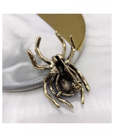 Vintage Style Austrian Crystal Halloween Micro Crystal Pave Spider Brooch Pin For Women Blue and Black(Gold tone) $7.55 Brooc...