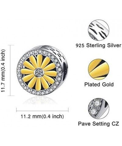 Yellow Flower Dandelion Daffodil Daisy Chrysanthemum Carnation Gold on 925 Sterling Silver Charm Bead For Pandora & Similar C...