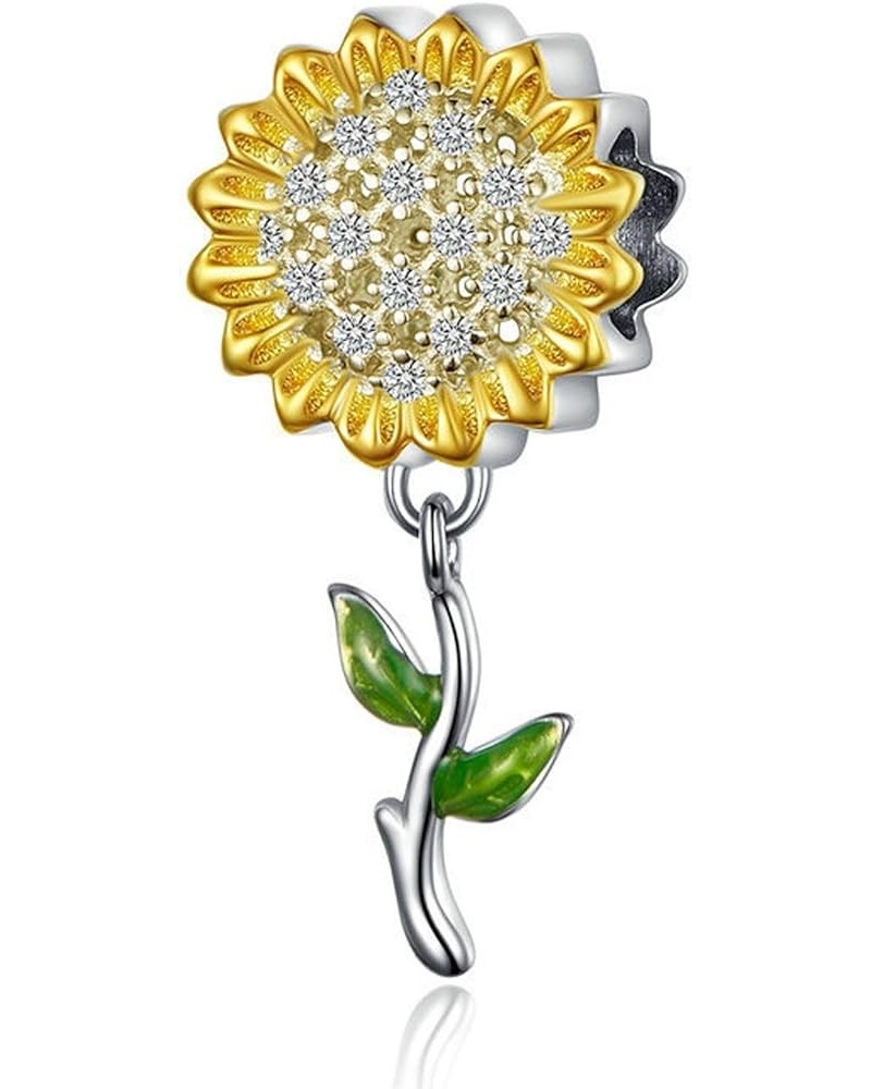 Sunflower Charm Fit Pandora Charms Bracelet and Necklace You Are My Sunshine Charm Gifts for Women Sparkling AAA Zircon Paved...