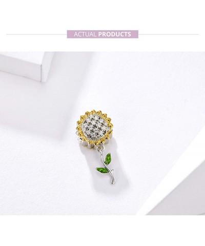 Sunflower Charm Fit Pandora Charms Bracelet and Necklace You Are My Sunshine Charm Gifts for Women Sparkling AAA Zircon Paved...