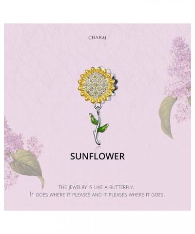 Sunflower Charm Fit Pandora Charms Bracelet and Necklace You Are My Sunshine Charm Gifts for Women Sparkling AAA Zircon Paved...