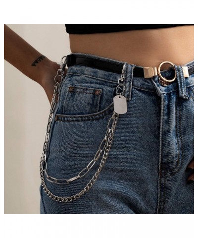 Gothic Hip Hop Pants Jean Chain Tag Pendant Layered Punk Silver Trousers Chains Biker Heavy Thick Wallet Pocket Chains Silver...