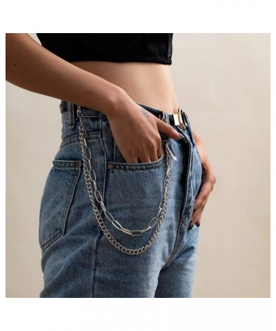 Gothic Hip Hop Pants Jean Chain Tag Pendant Layered Punk Silver Trousers Chains Biker Heavy Thick Wallet Pocket Chains Silver...