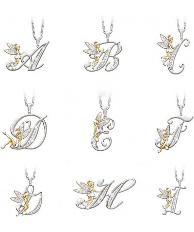 A-Z Initials Pendant Fairy Necklace for Women Pixie Angel Letter, 26 Alphabet Shiny Cubic Zirconia Letter Pendant, 22'' Elf F...