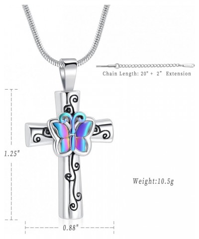 Cross Urn Necklaces for Ashes with Butterfly Cremation Jewelry for Human Pet Ashes Stainless Steel Memorial Ash Pendant Keeps...