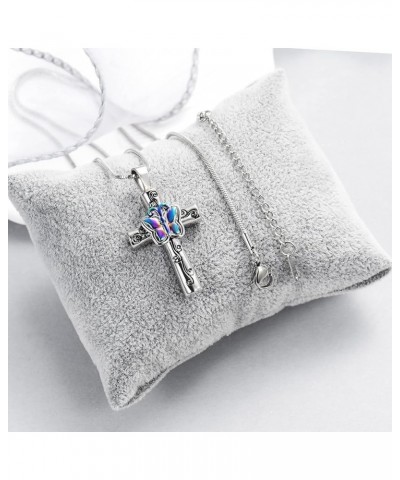 Cross Urn Necklaces for Ashes with Butterfly Cremation Jewelry for Human Pet Ashes Stainless Steel Memorial Ash Pendant Keeps...