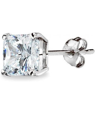 Sterling Silver AAA Cubic Zirconia Princess-Cut Square Stud Earrings for Women Teens 7x7mm - Sterling Silver $10.59 Earrings