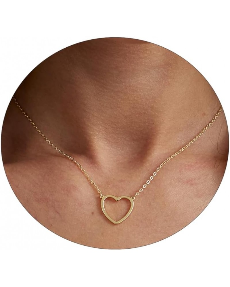 Dainty Gold Necklaces for Women Hollow Heart Necklace 14K Gold/Silver Plated David Star Lover Pendant Necklace Women Jewelry ...