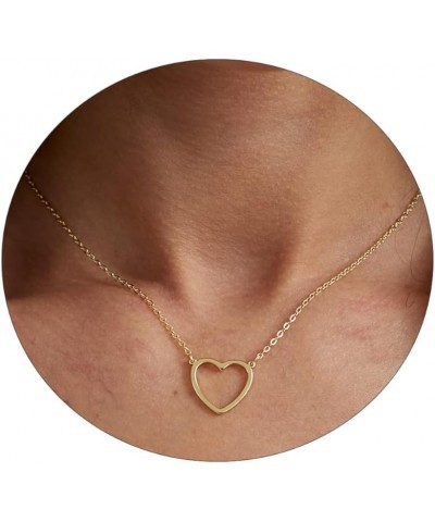 Dainty Gold Necklaces for Women Hollow Heart Necklace 14K Gold/Silver Plated David Star Lover Pendant Necklace Women Jewelry ...