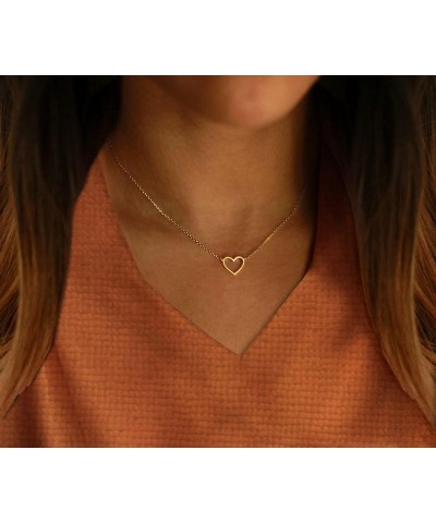 Dainty Gold Necklaces for Women Hollow Heart Necklace 14K Gold/Silver Plated David Star Lover Pendant Necklace Women Jewelry ...