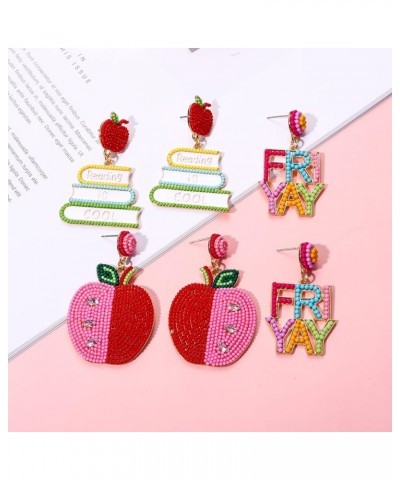 2/3 Pairs Pencil Earrings Teacher Earrings for Women Rhinestone Beaded Dangle Drop Earrings Colorful Teacher Appreciation Gif...