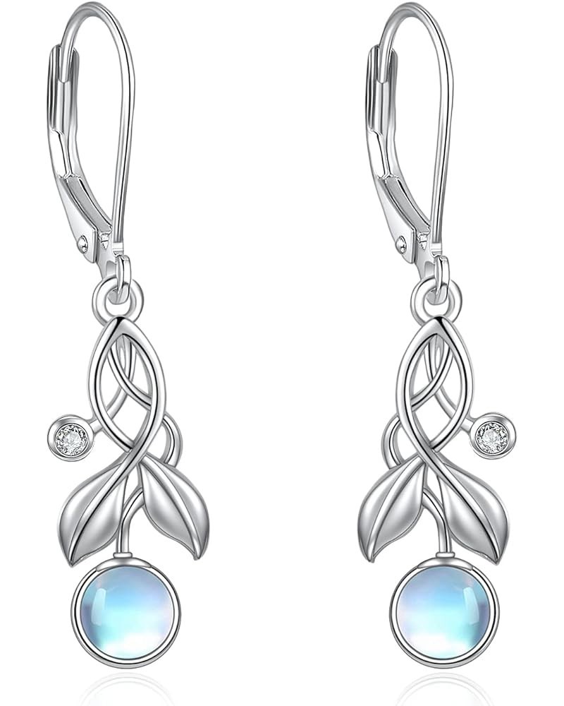 TIGERRIDER Moonstone Leverback Earrings for Women 925 Sterling Silver Leaf Drop Dangle Earrings Jewelry for Women Leaves $16....