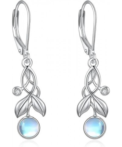 TIGERRIDER Moonstone Leverback Earrings for Women 925 Sterling Silver Leaf Drop Dangle Earrings Jewelry for Women Leaves $16....